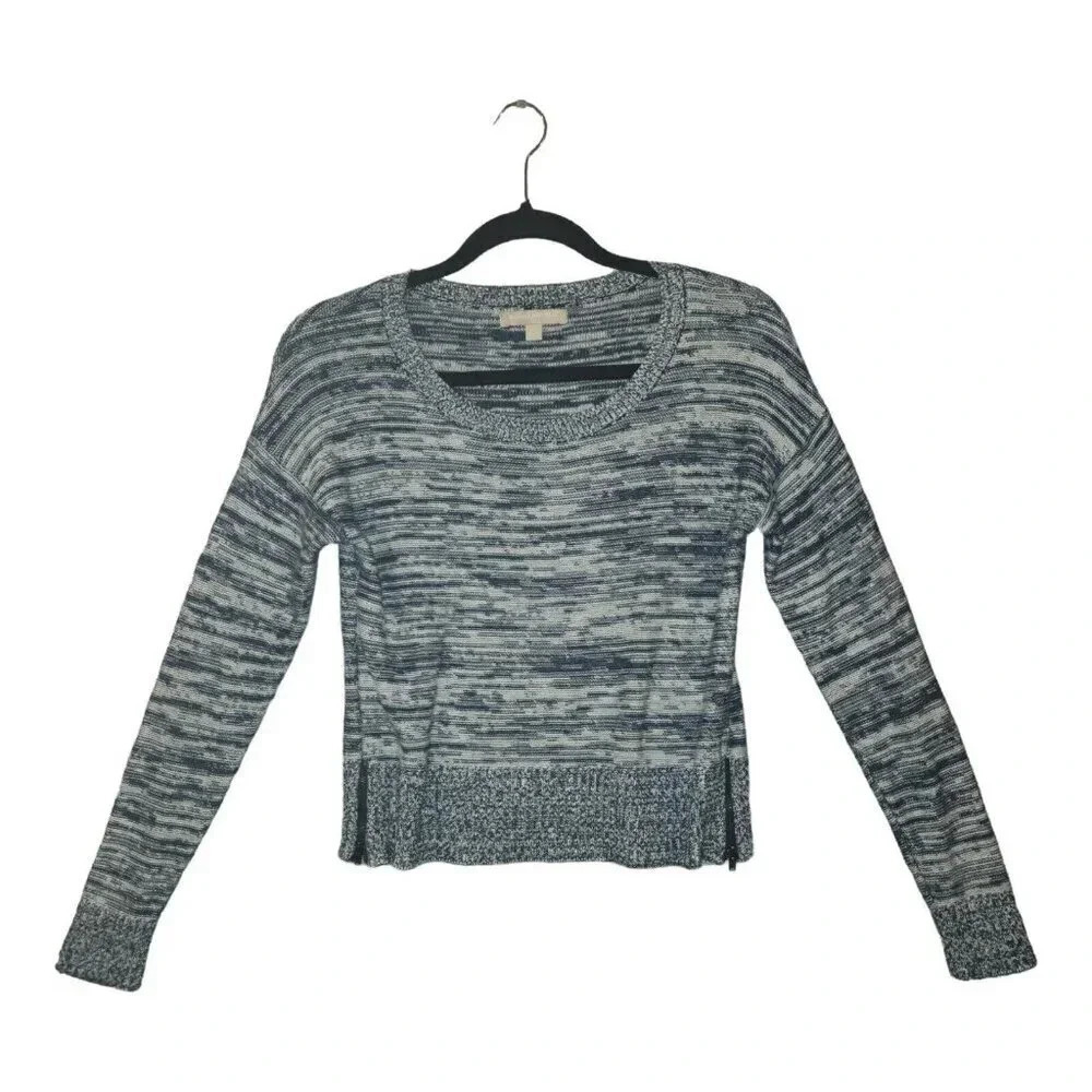 Banana Republic Sweater Women's Size XS Navy & White Cropped Side Zipper